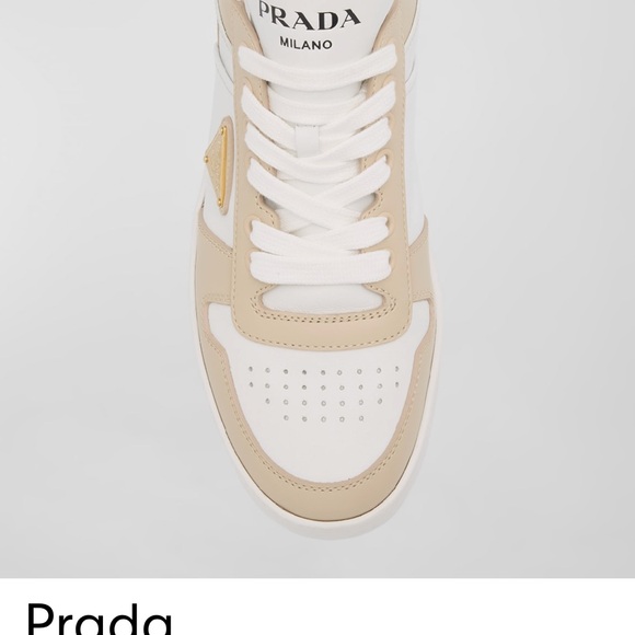 Prada Women's Downtown Bi-Color Leather Low Top Sneakers - Picture 7 of 8